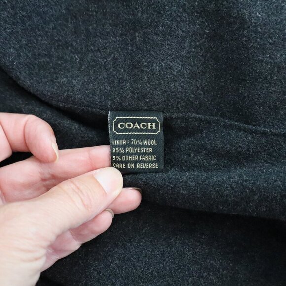 Coach Mens Black Leather Coat Jacket with Wool Zip Out Liner Size Large Heavy - Picture 15 of 16